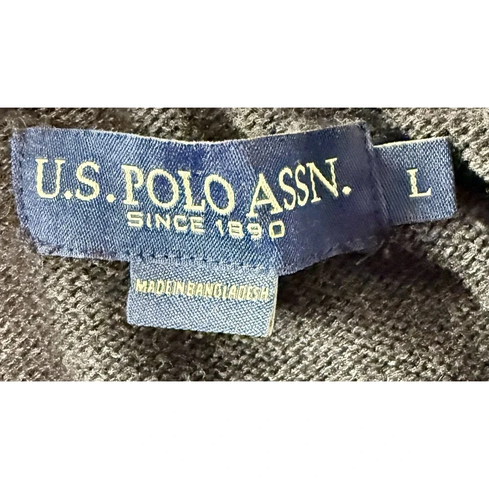 Vintage Polo Ralph Lauren Quarter Zip Sweater Burgundy Gray Stripe Men's Size L